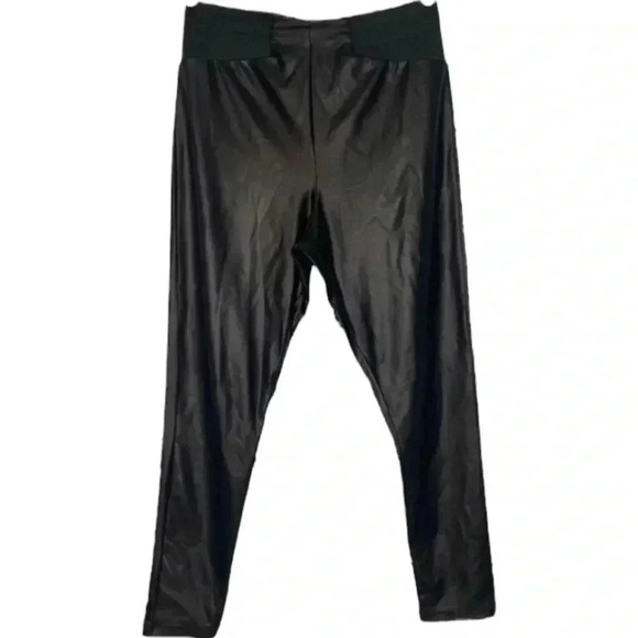 ASOS DESIGN leather look leggings with elastic slim waist - Picture 1 of 8
